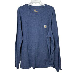 Carhartt Long Sleeve Pocket Tee Shirt Size Large Blue Original Fit EUC